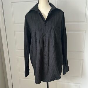 Perry Ellis Portfolio Black with White Pin Stripe Dress Shirt